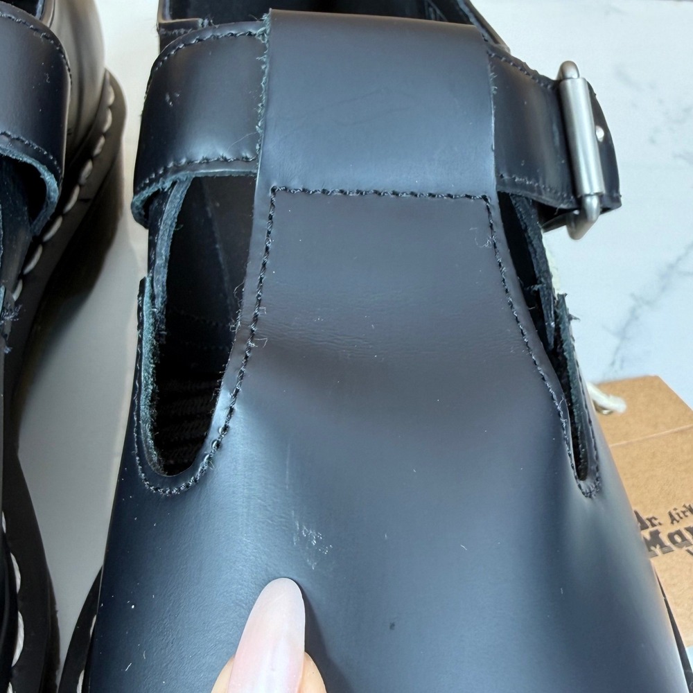 Dr. Martens Polley Bex Black Leather Mary Jane White Stitch Shoes US 11L 10M - Picture 11 of 16